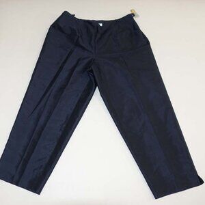 Talbots Women's Pure Silk Side Zip Ankle Pants Size 14W Petite NWT Navy Blue